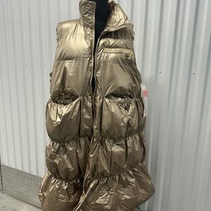 Statement Puffer Vest - Gold/Metallic